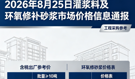 大足2026年8月25日灌浆料及环氧修补砂浆市场价格信息通报